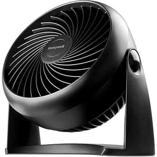 Honeywell TurboForce Air Circulator, Small Tabletop Fan, Quiet Personal Fan for Home or Office, 3 Speeds, 90 Degree Pivoting Head, Black, HT900
