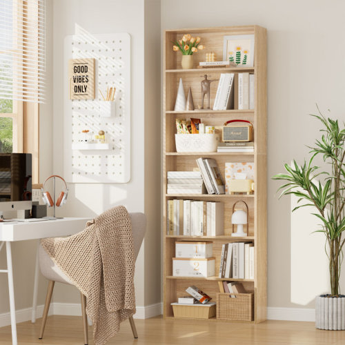 Zipcode Design™ Idlewild 82.5'' H Standard Bookcase, 7-Tier Open Bookcase, Home Library Bookcase & Reviews | Wayfair