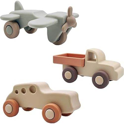 Silicone 3-in-1 Montessori Cars for Kids 3+ Years, Baby Toys, Soft Baby Teething Toys, Sensory Developmental Education Toys for Toddler Baby, Infant Toys, Set of 3 (Multicolor 2)