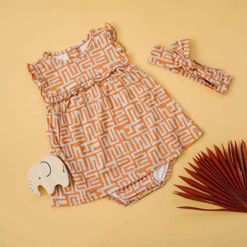 Raffia Ruffle Dress and Headband Bundle