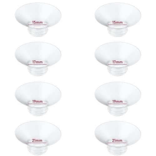 Flange Insert 15/17/19/21mm 8pcs Compatible with Momcozy M5/M9/M6/S12 Pro/V1 Pro/V2 Pro,for Spectra/Medela/MomMed/eufy/Lansinoh/Elvie Breast Pump, Fit for 24mm Flange/Shield of Most Pumps