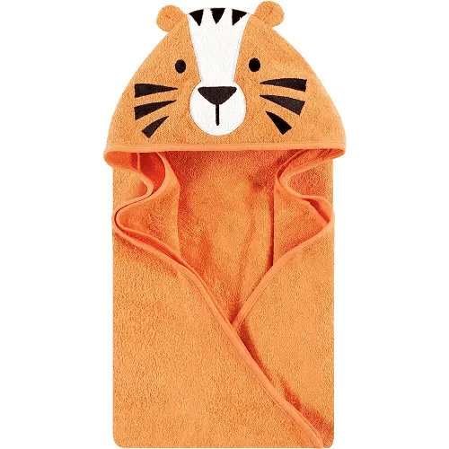Hudson Baby Unisex Baby Cotton Animal Face Hooded Towel, Tiger, One Size