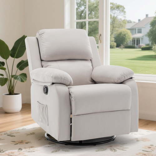 Lnsenfin Swivel Rocker Recliner Chair Small Recliners for Small Spaces for Living Room,Beige