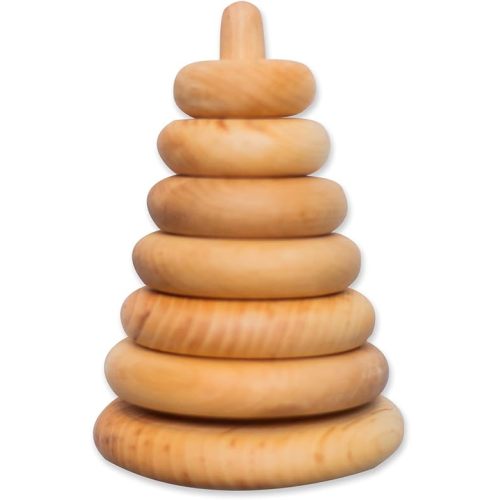 Ring Wooden Stacking Toy Montessori Wooden Pyramid Gifts for Toddlers