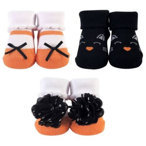 Hudson Baby Infant Girls Socks Boxed Giftset, Black Cat, One Size