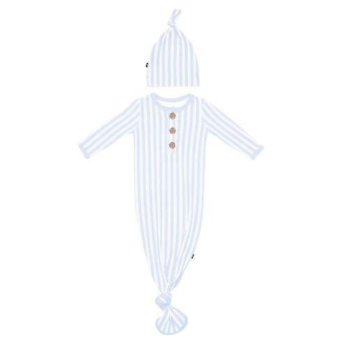 Knotted Gown with Hat Set in Small Mist Stripe