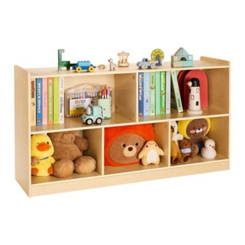 VEVOR Montessori Bookshelf,45in Width Toy Storage Organizer,5-Section Kids Display Storage Cabinet, Daycare Furniture,Kids Bookshelf for Bedroom,Brown