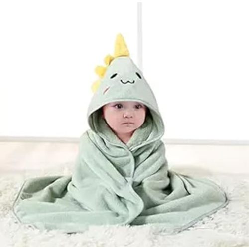 Hooded Baby Towel - Premium Soft Bath Towel for Baby, Newborn,Infant - Ultra Absorbent,Natural Baby Stuff Towel, Soft Coral Velvet Coral Fleece Bath Towel for Boys and Girls (Happy Dinosaur)