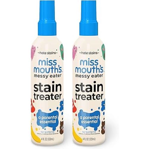 Miss Mouth's Messy Eater Stain Treater Spray - 4oz 2 Pack Stain Remover - Newborn & Baby Essentials - No Dry Cleaning Food, Grease, Coffee Off Laundry, Underwear, Fabric