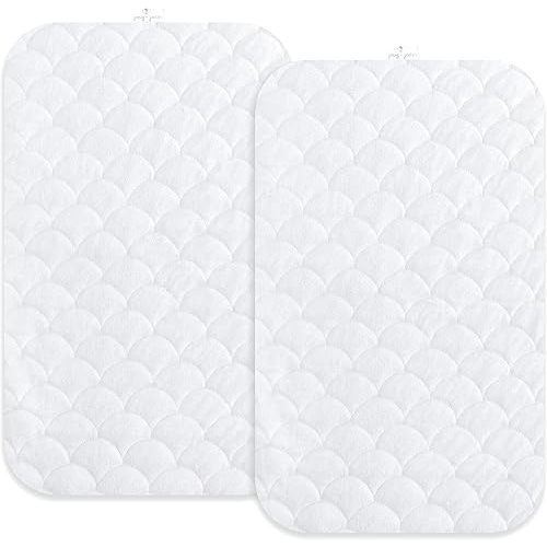 Joey + Joan Waterproof Bassinet Mattress Pad Cover Compatible with Baby Delight Beside Me Dreamer Bassinet – 2 Pack Quilted Mattress Protector Made from Ultra Soft Bamboo Viscose Terry – 21" x 33"
