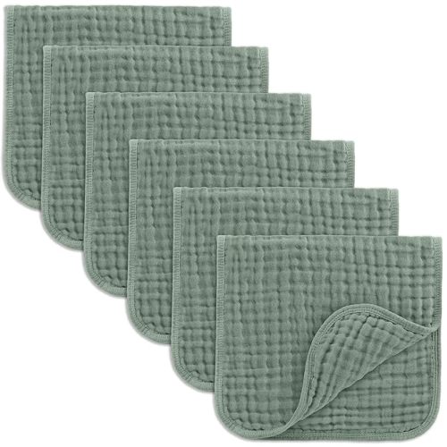 Comfy Cubs Muslin Burp Cloths Set Large 100% Cotton Hand Washcloths for Babies, Baby Essentials 6 Layers Extra Absorbent and Soft Boys & Girls Baby Rags for Newborn Registry (Fern, 6-Pack, 20" X10") - 6-Pack 20"X10"