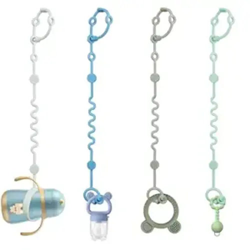 Toy Straps for Baby, Adjustable Toy Holder for Stroller Accessories, Silicone Tether Pacifier Clip, No Throw Travel Essential Leash for High Chair, Car Seat (boy-4 Pack)