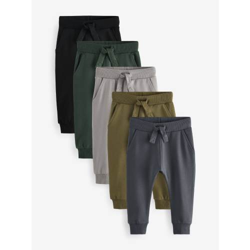 Grey/Black/Green Joggers 5 Pack (3mths-7yrs)