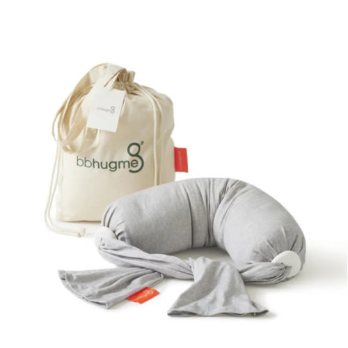 bbhugme Adjustable Nursing Pillow - Breastfeeding, Bottle Feeding, Baby Support - Adjustable Firmness and Fit - Washable Pillow Cover - Grey Melange…