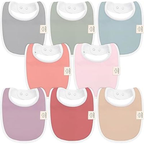 8-Pack Organic Baby Bibs for Boys, Girls - Soft Cotton Drooling and Teething Baby Bibs, Baby Girl Bibs, Baby Boy Bibs, Baby Drool Bibs for Baby Girl, Boy, Newborn Infant Bibs (Muted Pastel)