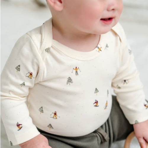 Organic Baby River Bodysuit, Ski Trails, 12-18m