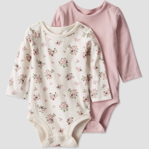 Little Planet by Carter's Organic Baby Girls' 2pk Floral Bodysuit - Pink, Size: Newborn