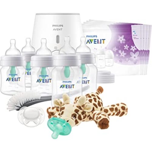 Philips AVENT Anti-Colic Baby Bottle with AirFree Vent All in One Gift Set, SCD308/01, White