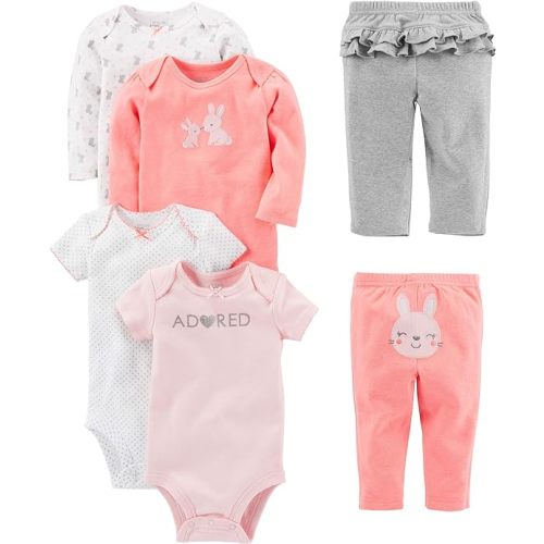 Simple Joys by Carter's baby-girls 6-piece Bodysuits (Short and Long Sleeve) and Pants Set