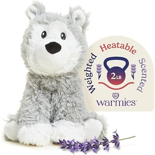 Warmies Microwavable & Stuffed Animals, Husky - Heated Stuffed Animal Plushie for Warmth & Comfort - Cute Soft Plush Toys for Adults & Children (Boys, Girls, Babies & Toddlers)
