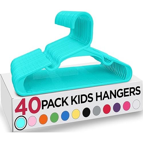 Utopia Home 40 Pack Kids Hangers - 11.5 Inch Plastic Baby Hangers for Closet - Childrens Hanger for Clothes & Infant Hanger for Closet - for Everyday Standard Use (Teal)