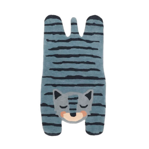 Blue Tiger Shaped Rug