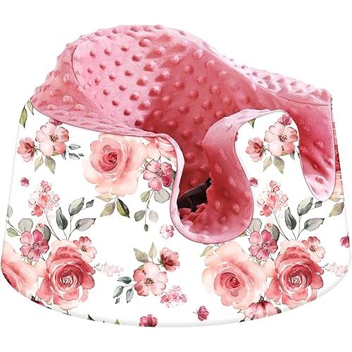 Bumbo and Nuby Compatible Seat Cover - Breathable and Removable for Baby Floor Seat - Pink Floral for Girls and Boys
