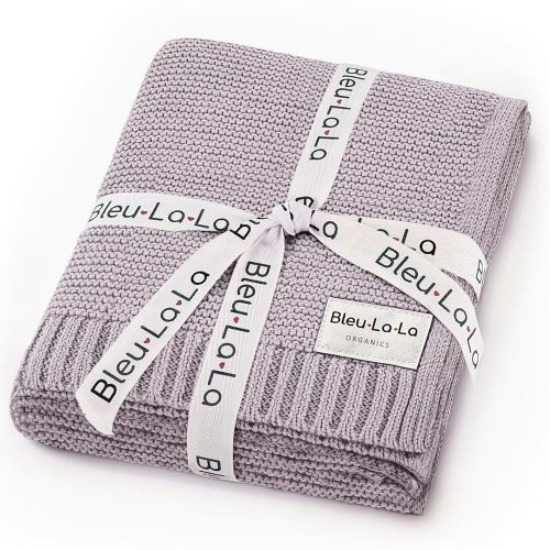 Signature Knit Organic Swaddle Blanket for Girls - 100% Soft Luxury Cotton Knit Receving Swaddler - Warm Cozy Crib Swaddling Blanket for Newborns Infants & Toddler (0-2Yrs - Dreamy Lilac)