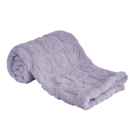 Yurhap Fleece Baby Blanket Heart Checkered Blanket, Ultra Soft Cozy Baby Blankets for Girls Boys, Fluffy Infant Toddler Newborn Receiving Blankets for Crib Stroller 30”×40” (Purple)