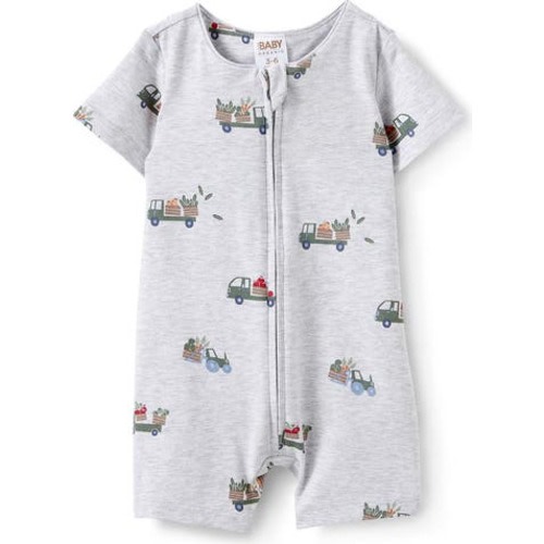 The Billie Short Sleeve Zip Romper, 0-3M