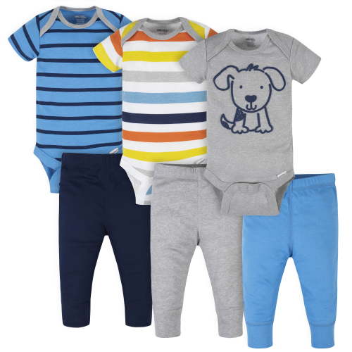 6-Piece Baby Boys Dog Onesies Brand Bodysuits & Pants Set