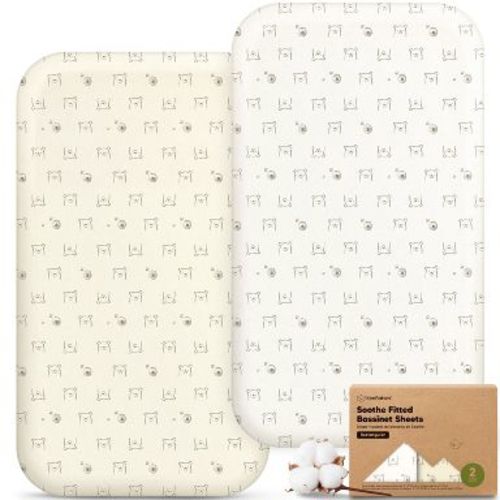 KeaBabies Organic Bassinet Sheet for Boys, Girls, 2-Pack Soothe Bassinet Sheets for Baby Delight Dreamer Bedside Sleeper, Rectangle 32x21(Bumble Bear)