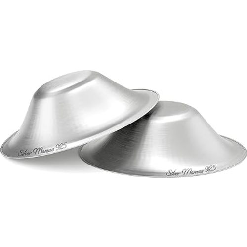 Nursing Cups for Nursing Newborn, Silver Nipple Covers Breastfeeding, 925 Silver Nursing Shields, Healing Cups, Newborn Essentials Must Haves, Soothe Sore and Cracked Nipples (Regular)