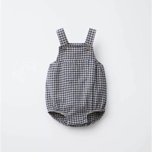 GINGHAM ROMPER - Navy blue | ZARA United States