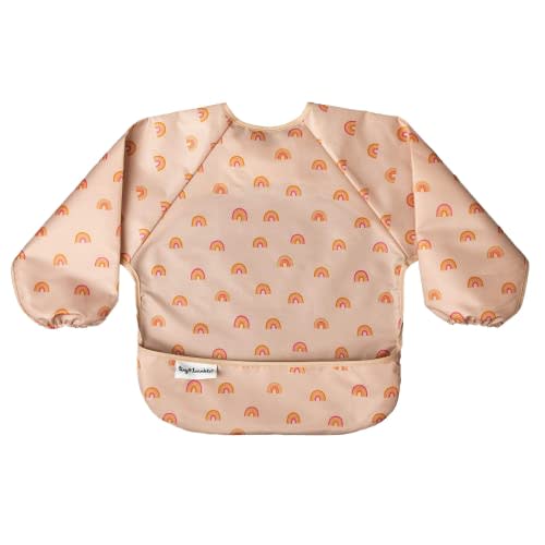 Tiny Twinkle Mess Proof Baby Bib, Cute Full Sleeve Bib Outfit, Waterproof Bibs for Toddlers, Machine Washable, Tug Proof Closure, Baby Smock for Eating, Long Sleeved (Boho Rainbow, Large 2-4 Years)