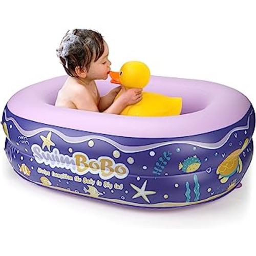 Inflatable Baby Bathtub,Helps Newborn to Toddler Tub with Air Pump for Travel (Purple, Large)