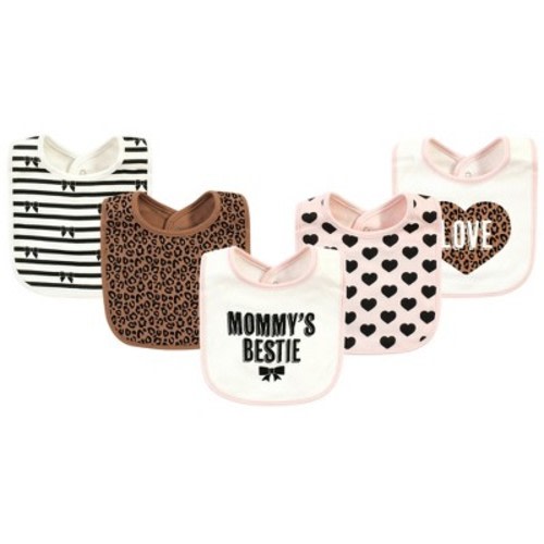 Hudson Baby Infant Girl Cotton Bibs, Bestie Leopard, One Size
