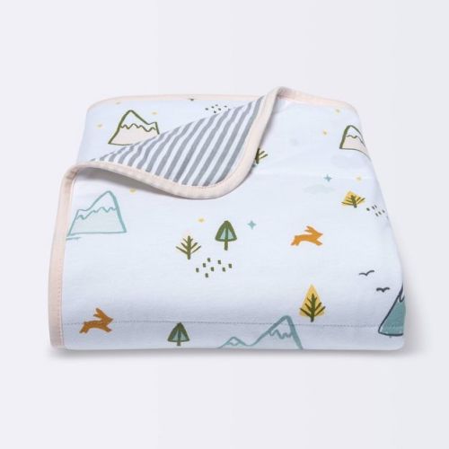 Jersey Knit Reversible Baby Blanket Adventures - Cloud Island™ White/gray/pink