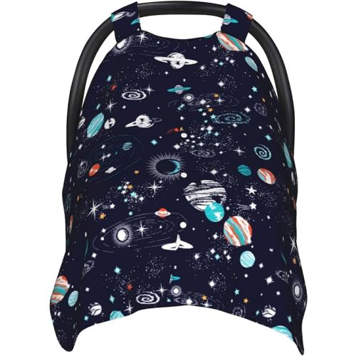 Baby Car Seat Cover for Baby, Nursing Cover for Mom, Cute Baby Stuff for Boys Girls (Space)