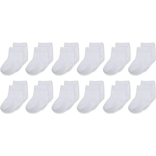 Touched by Nature Unisex Baby Organic Cotton Socks - 0-6 Months - White 12-pack