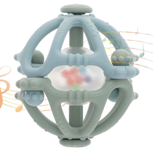 Stereo Rattle Teether, Sensory Teething Toys for Baby, Developmental Infant Toys Gifts for Boys Girls, BPA Free (Sage/Ether)