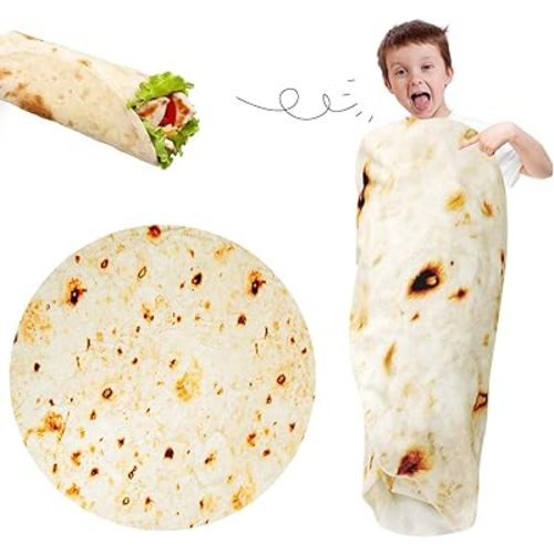 Kids Tortilla Blanket 1 2 3 4 5 Year Old Boy Birthday Gift, 49 Inch Burritos Kids Blanket Funny Kindergarten Graduation Gifts for Boys, Taco Food Blanket, Soft Comfortable Flannel Throw Blanket