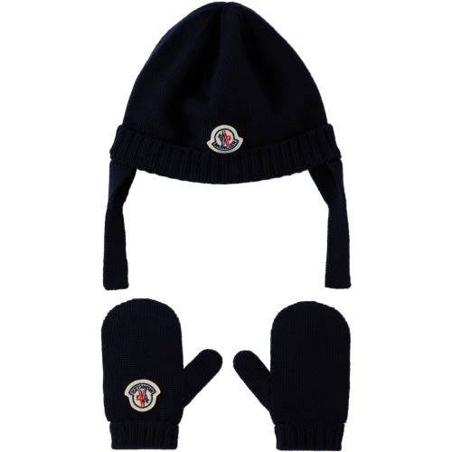Baby Navy Rib Beanie & Mittens Set