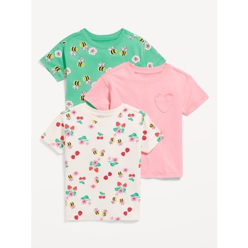 Short-Sleeve Lettuce-Edge T-Shirt 3-Pack for Toddler Girls