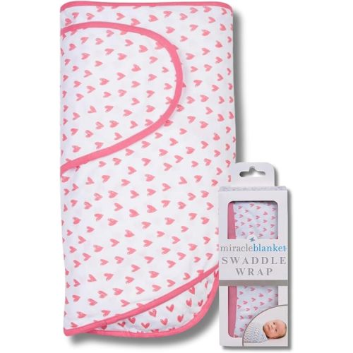 Miracle Blanket Swaddle Wrap - Newborn Essential Baby Blanket - Soft Sleep Sack Ideal for Newborns and Infants (Coral Hearts)