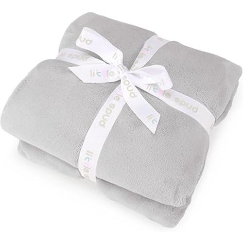 Fleece Baby Blankets Neutral for Boys and Girls, Ultra Soft Cozy 40 * 40 inch Square Bed Blanket, Lightweight Toddler Newborn Receiving Blankets for Crib Stroller, Grey