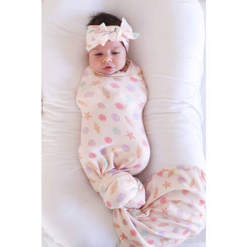 Saltwater Shells Bamboo Waffle Oversized Swaddle Blanket