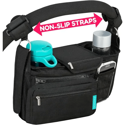 Stroller Organizer Non Slip Straps Stroller Caddy With Insulated Cup Holder, Stroller Bag for Phone, Pet Stroller Accessories, Universal Fits Uppababby Vista v2 Wonderfold Wagon, Doona and More