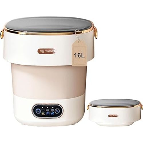 Portable Washing Machine,Mini Washer 16L Upgraded With Spin Basket,Small Clothes Folding Washing Machine Of Underwear, Baby And Small Clothes,Suitable For Home Apartments Dormitories, Hotels Khaki