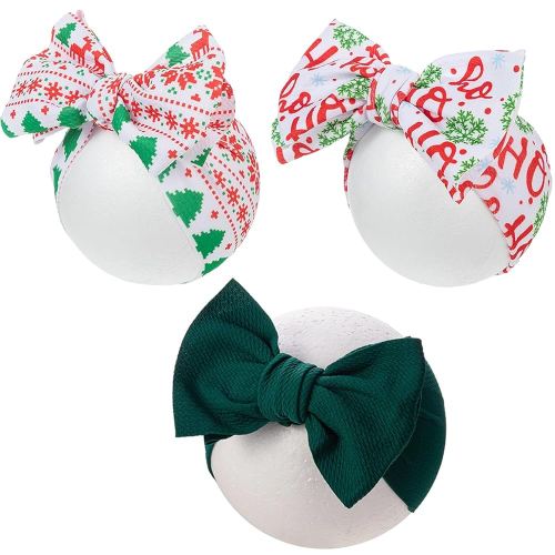 KIDOCHEESE Christmas Baby Bows Elastics Baby Girl Headbands Wide Headwraps Oversized Hairbands Hair Accessories for Newborns Infants Toddlers